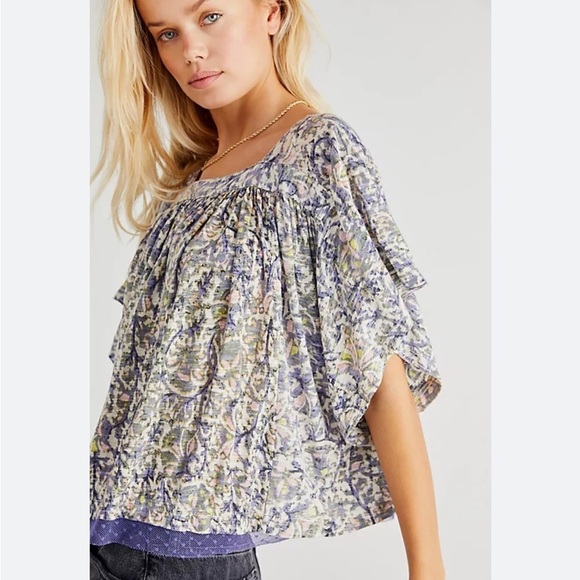 Free People Tops - Free People Floral Sunsetter Boho Cottagecore Blouse Top Sz S Colorful Festival